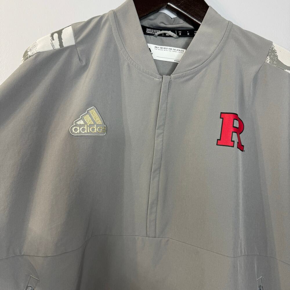 Adidas Rutgers 1/4 Zip Grey Sport LS Pullover Jacket Men's L Tall Lightweight - Picture 11 of 11